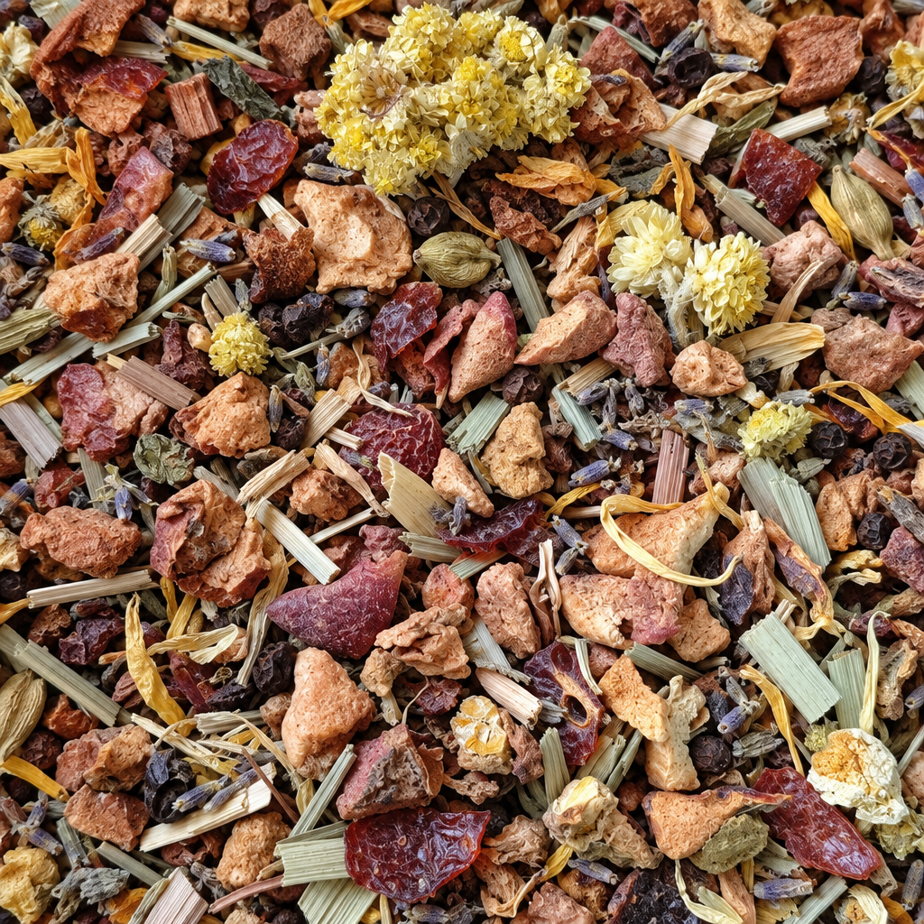 Gros plan du mélange de Tisane pour la méditation